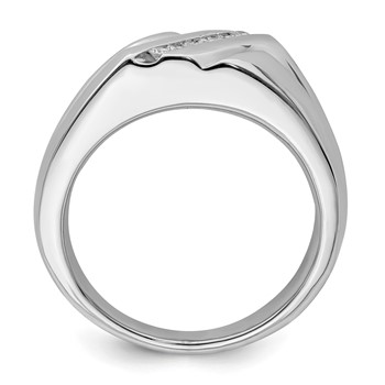 Sterling Silver Rhodium Plated Diamond Men's Ring — alternate view