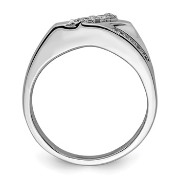 Sterling Silver Rhodium Plated Diamond Men's Ring — alternate view