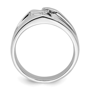 Sterling Silver Rhodium Plated Diamond Men's Ring — alternate view