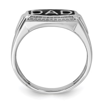 Sterling Silver Rhodium Plated Diamond Men's DAD Ring — alternate view