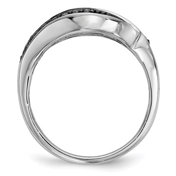 Sterling Silver White, Champagne & Blue Diamond Antiqued Ring — alternate view