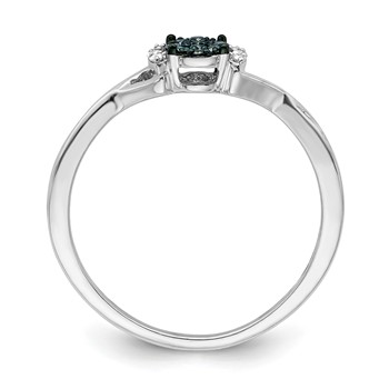 White Night Sterling Silver Rhodium-plated Blue and White Diamond Oval Ring — alternate view