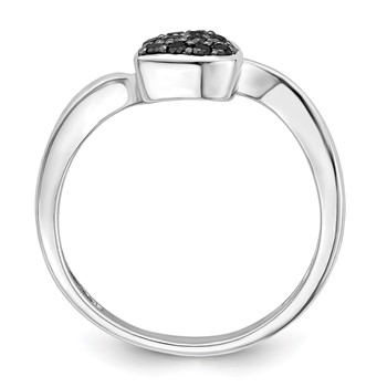 White Night Sterling Silver Rhodium-plated Black Diamond Heart Ring — alternate view