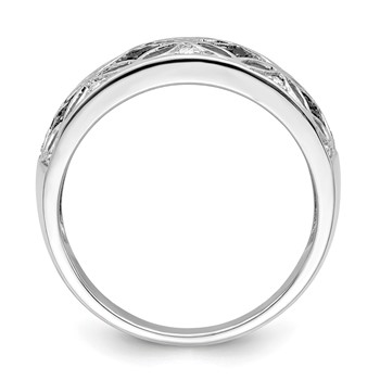 White Night Sterling Silver Rhodium-plated Black and White Diamond Ring — alternate view