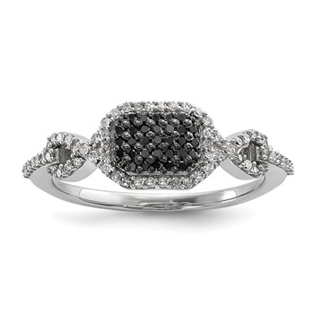 Sterling Silver Black and White Diamond Ring