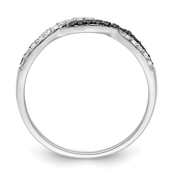 White Night Sterling Silver Rhodium-plated Black and White Criss Cross Diamond Ring — alternate view
