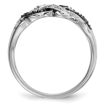 White Night Sterling Silver Rhodium-plated Black and White Diamond Intertwined Ring — alternate view