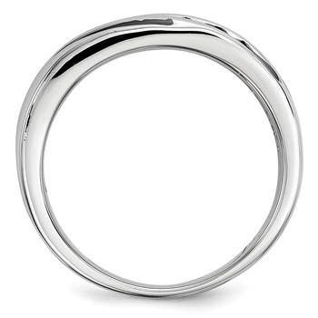 White Night Sterling Silver Rhodium-plated Black Diamond Men's Band Ring — alternate view