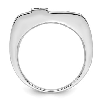 White Night Sterling Silver Rhodium-plated Black and White Diamond Men's Ring — alternate view