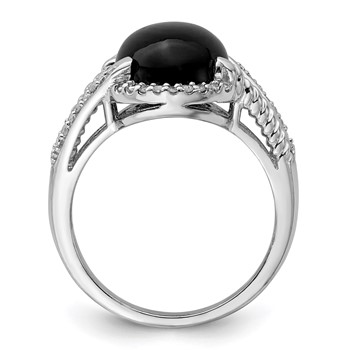 Sterling Silver Rhodium-plated Onyx and Diamond Ring — alternate view