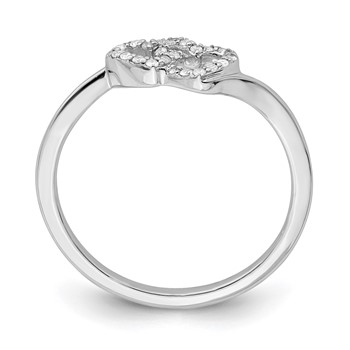 Sterling Silver Rhodium Plated Diamond Double Heart Promise Ring — alternate view