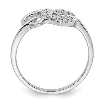 Sterling Silver Rhodium Plated Diamond Double Heart Ring — alternate view