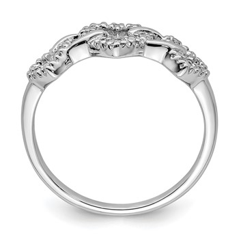 Sterling Silver Rhodium Plated Diamond Triple Heart Ring — alternate view