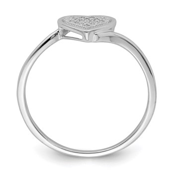 Sterling Silver Rhodium Plated Diamond Heart Ring — alternate view