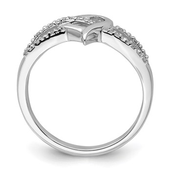 Sterling Silver Rhodium Plated Diamond Heart Ring — alternate view