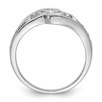 Sterling Silver Rhodium Plated Diamond Heart MOM Ring — alternate view