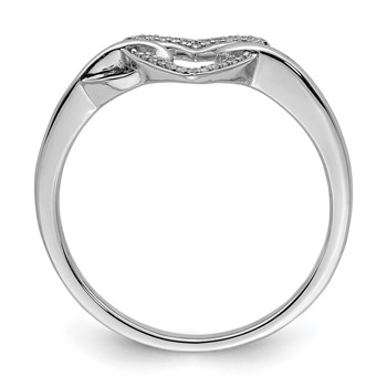 Sterling Silver Rhodium Plated Diamond Heart Ring — alternate view