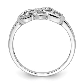 Sterling Silver Rhodium Plated Diamond Heart Ring — alternate view