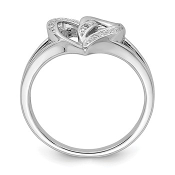 Sterling Silver Rhodium Plated Diamond Heart Ring — alternate view