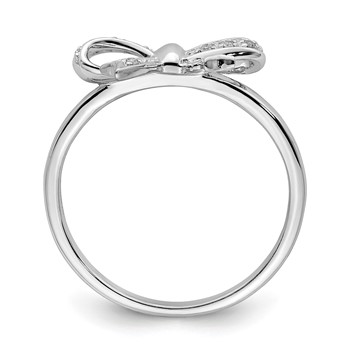 Sterling Silver Rhodium Plated Diamond Bow Ring — alternate view