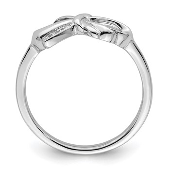 Sterling Silver Rhodium Plated Diamond Bow Ring — alternate view