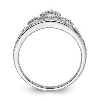 Sterling Silver Rhodium Plated Diamond Crown Ring — alternate view