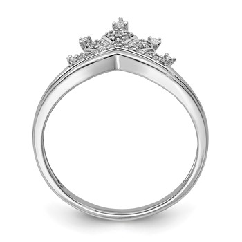 Sterling Silver Rhodium Plated Diamond Crown Ring — alternate view