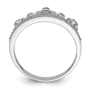 Sterling Silver Rhodium Plated Diamond Crown Ring — alternate view