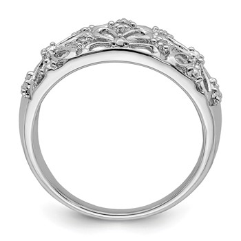 Sterling Silver Rhodium Plated Diamond Ring — alternate view