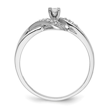 Sterling Silver Rhodium Plated Diamond Promise Ring — alternate view