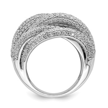 Sterling Shimmer Sterling Silver Rhodium-plated 536 Stone Pavé CZ Ring — alternate view