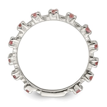 Sterling Silver Polished Pink CZ Children's Ring — alternate view
