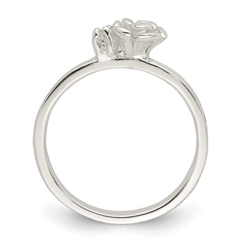 Sterling Silver Clear CZ Rose Kid's Ring — alternate view