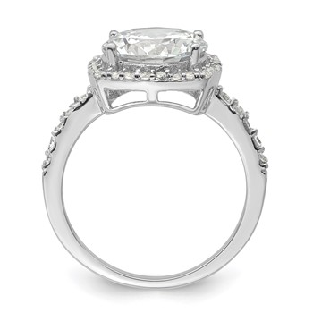 Sterling Silver Rhodium-plated Polished CZ Square Halo Ring — alternate view
