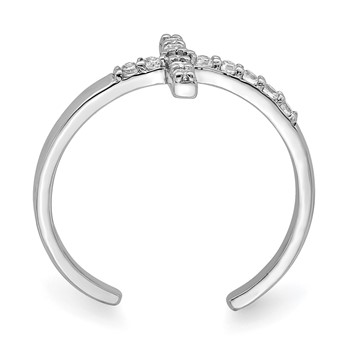 Sterling Silver Rhodium-plated CZ Cross Toe Ring — alternate view