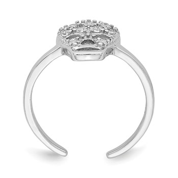 Sterling Silver Rhodium-plated CZ Skull Toe Ring — alternate view