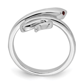 Sterling Silver Rhodium-plated Snake w/Synthetic Ruby Toe Ring — alternate view