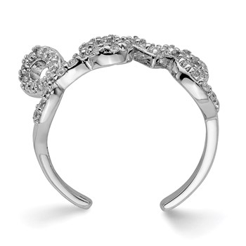 Sterling Silver Rhodium-plated CZ Love Toe Ring — alternate view