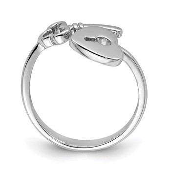 Sterling Silver Rhodium-plated Heart Lock & Key Toe Ring — alternate view