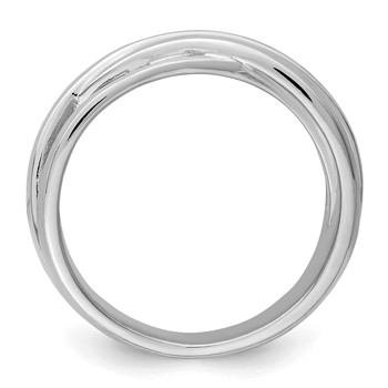 Sterling Silver Rhodium-plated Brushed Ring — alternate view