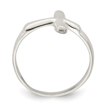 Sterling Silver Horizontal Tiny Freeform Cross Ring — alternate view