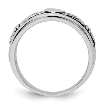 Sterling Silver Rhodium-plated Antiqued Claddagh Ring — alternate view