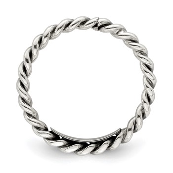 Sterling Silver Antiqued Twisted 1.75mm Women's Ring — alternate view