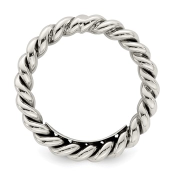Sterling Silver Antiqued Twisted 3mm Women's Ring — alternate view