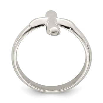 Sterling Silver Vertical Tiny Freeform Cross Ring — alternate view
