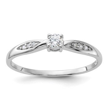 Sterling Silver Rhodium-plated Polished and CZ Ring