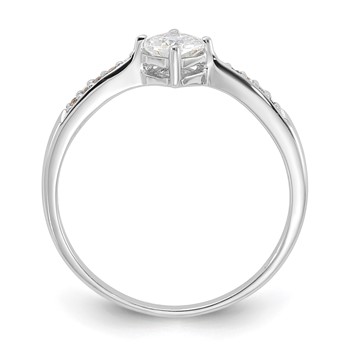 Sterling Silver Rhodium-plated Polished and Square Shaped CZ Ring — alternate view