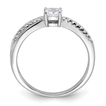 Sterling Silver Rhodium-plated Polished & CZ Ring — alternate view