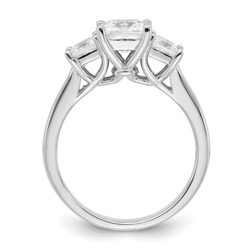 Sterling Silver Rhodium-plated & CZ 3 Stone Ring — alternate view