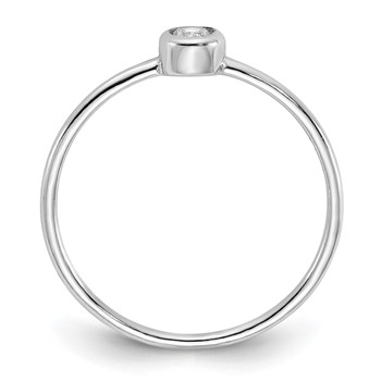 Sterling Silver Rhodium-plated Polished CZ Circle Ring — alternate view